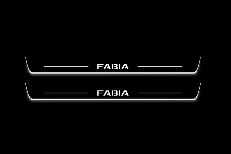 Skoda Fabia III 2014-2021 LED Door Sills PRO With Logo Fabia