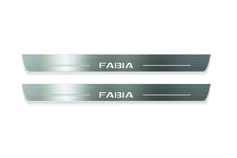 Skoda Fabia III 2014-2021 LED Door Sills PRO With Logo Fabia