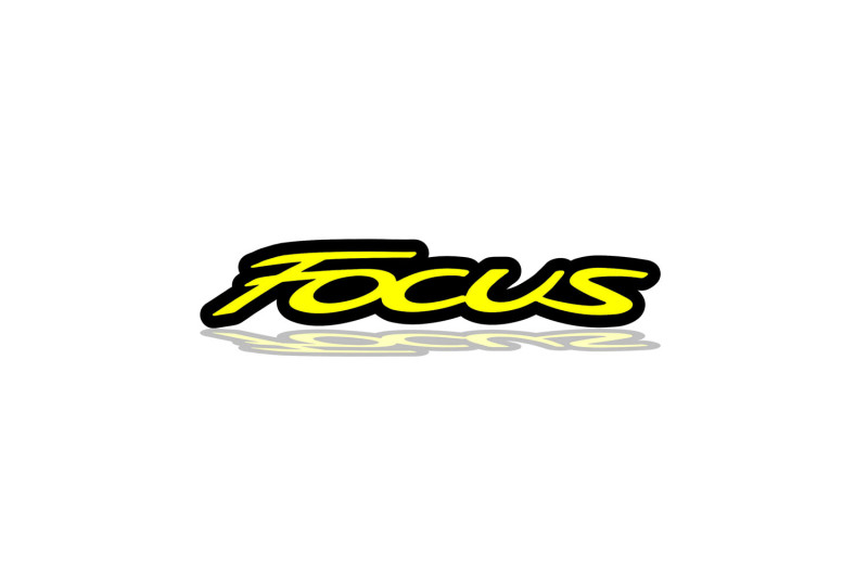 Ford Focus tailgate trunk rear emblem with Ford Focus III logo Ford emblems decoinfabric BLACK YELLOW