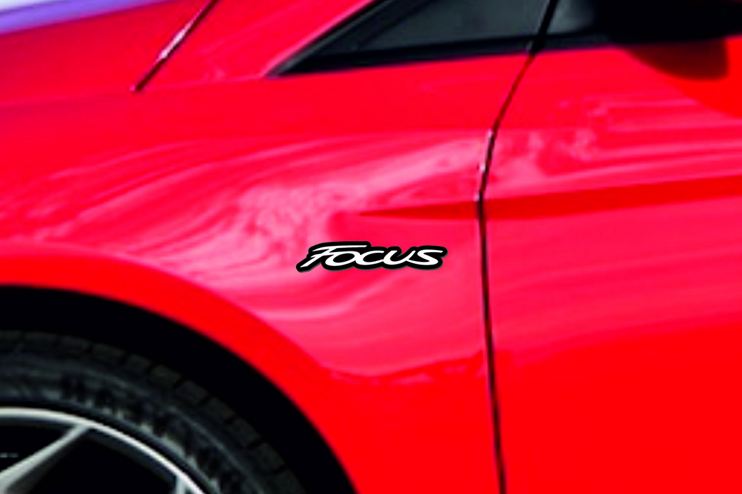 Ford Focus emblem for fenders with Ford Focus III logo Ford emblems decoinfabric BLACK WHITE