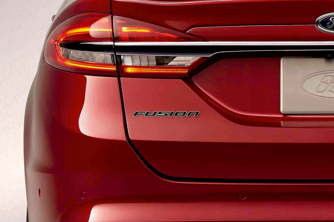 Ford tailgate trunk rear 3D emblem with Fusion logo for Ford Fusion II (USA) 2012+ (type MIXT) Ford emblems decoinfabric