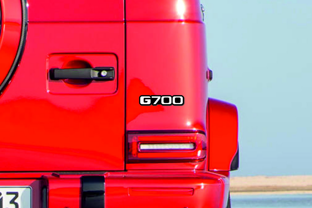Mercedes G-Class Emblem & Badges set with G700 logo Mercedes emblems decoinfabric BLACK WHITE