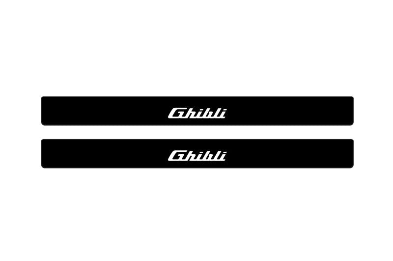 Maserati Ghibli III 2013+ Led Door Sill Pro With Logo Ghibli (Premium Painting) Maserati Led Door Sills PRO opdesign