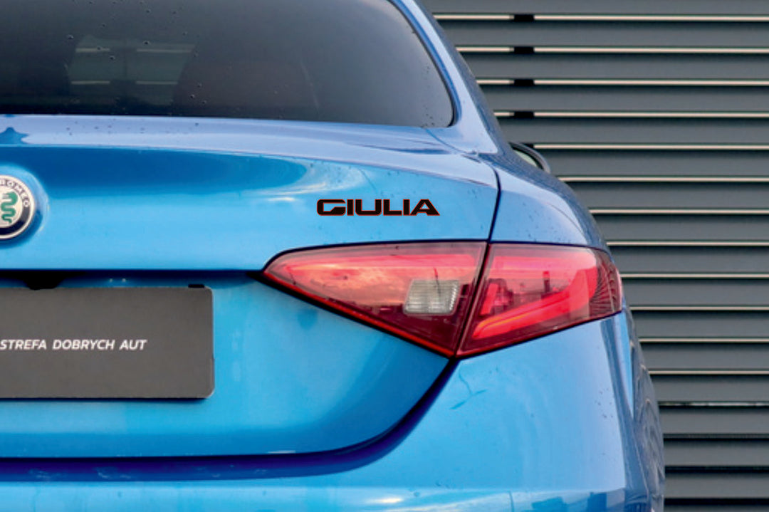 Alfa Romeo tailgate trunk rear 3D emblem with Giulia logo (type MIXT) Alfa Romeo emblems decoinfabric