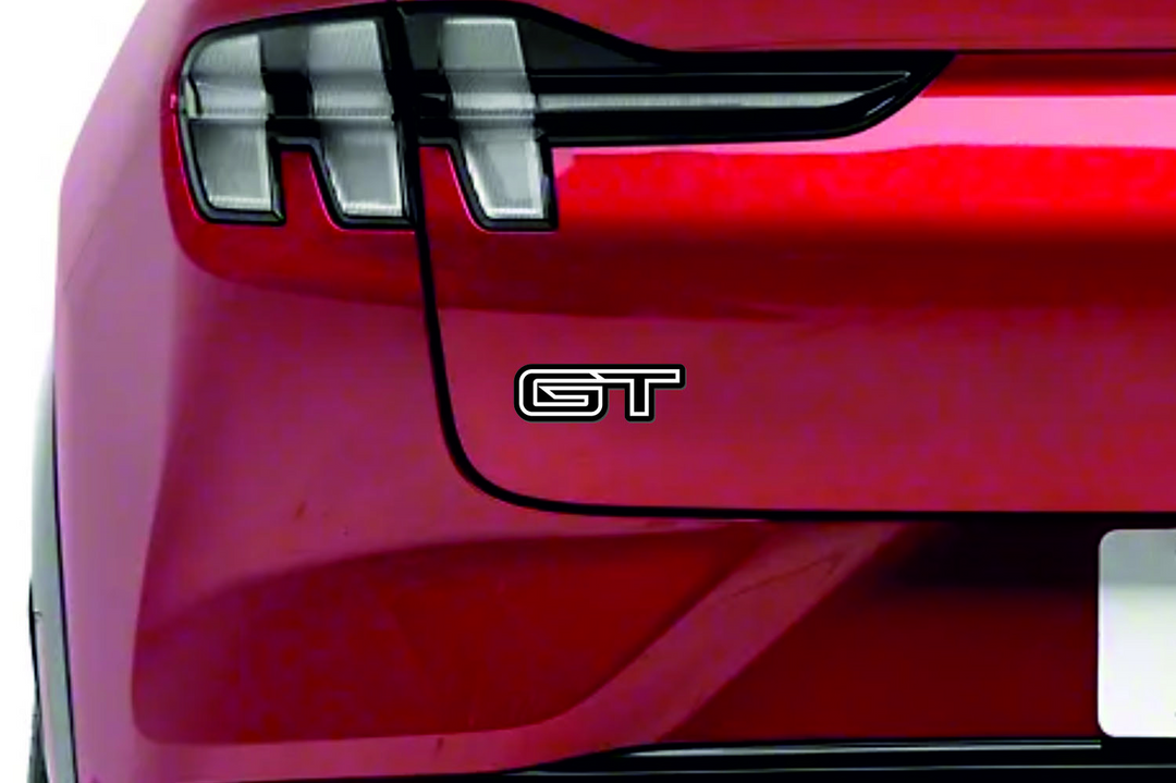 Ford Mustang Mach-E tailgate trunk rear emblem with GT logo Ford emblems decoinfabric BLACK WHITE