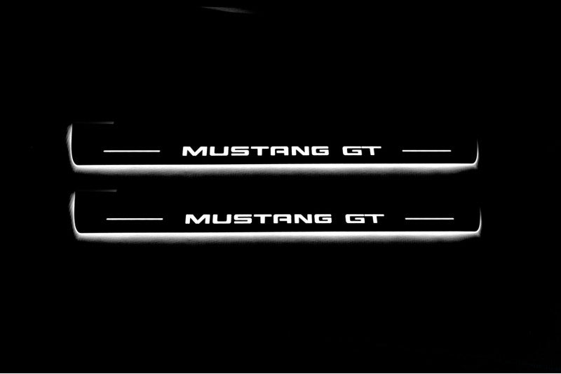 Ford Mustang V 2005-2015 Illuminated LED Door Sill Plates With Mustang GT Logo Ford Led Door Sills opdesign