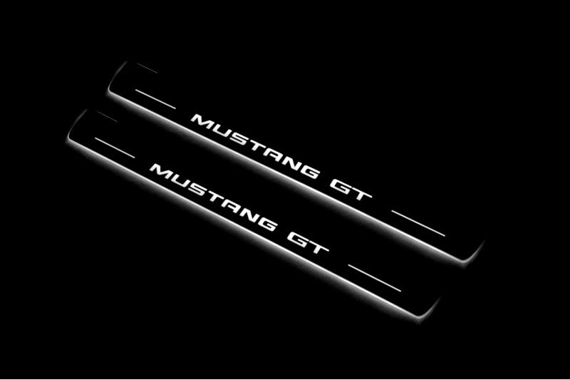 Ford Mustang V 2005-2015 Illuminated LED Door Sill Plates With Mustang GT Logo Ford Led Door Sills opdesign