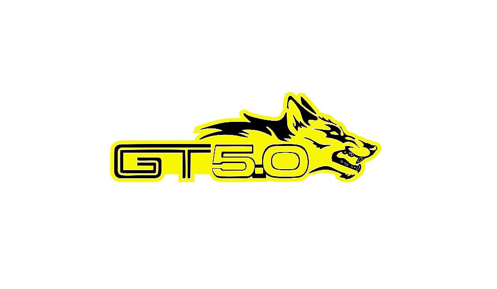 Emblema de la parrilla del radiador de Ford con el logo 5.0