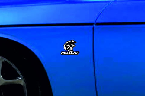 Chrysler emblem for fenders with Hellcat + text Hellcat logo Chrysler emblems decoinfabric BLACK WHITE