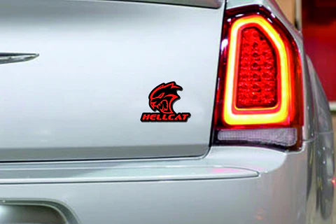 Chrysler tailgate trunk rear emblem with Hellcat + text Hellcat logo