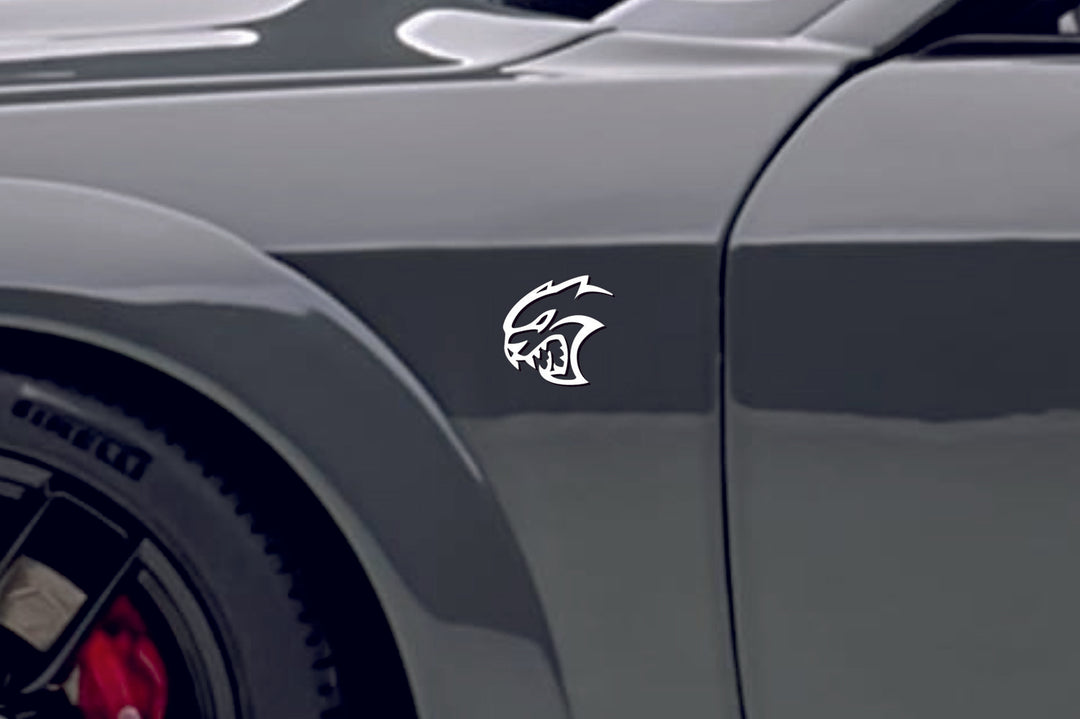 Chrysler 300C II emblem for fenders with Hellcat logo (Type Mono) Chrysler emblems decoinfabric WHITE