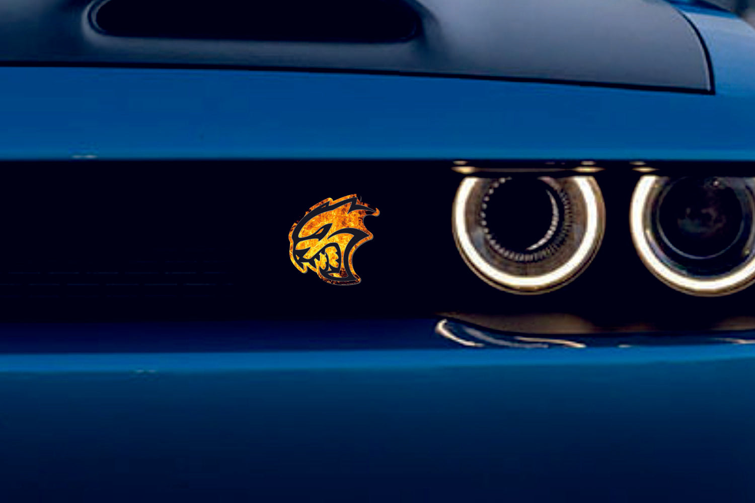 JEEP Radiator grille emblem with Hellcat Fire logo