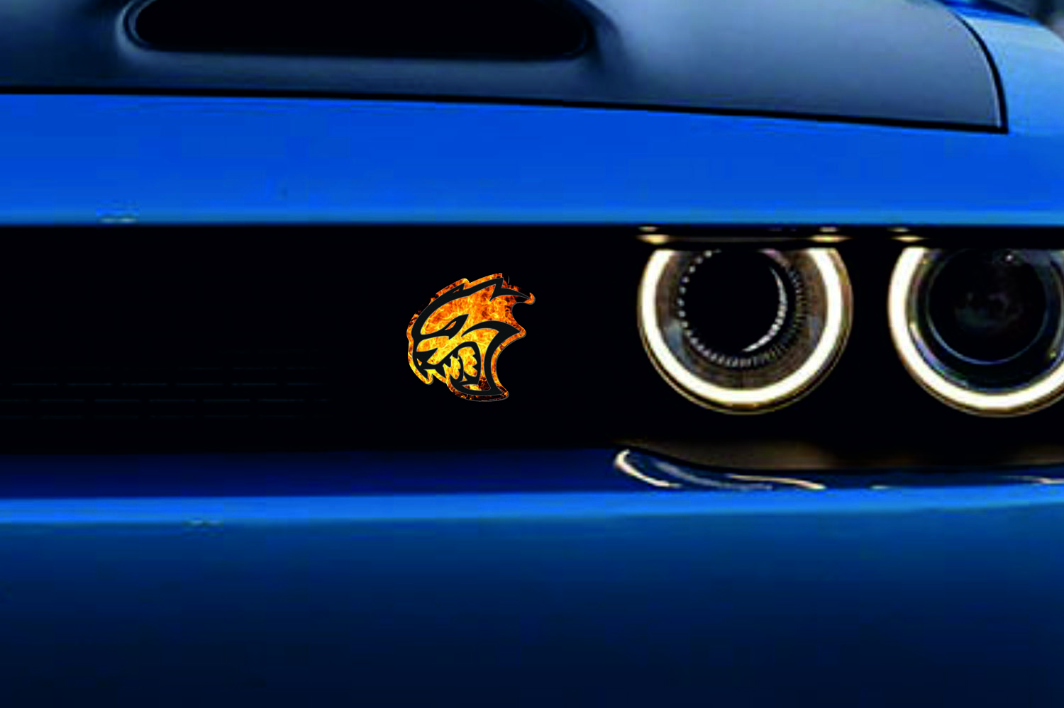 DODGE Radiator grille emblem with Hellcat Fire logo