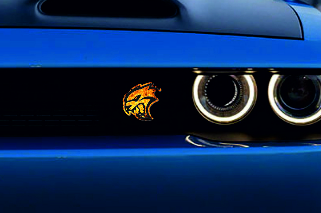 DODGE Radiator grille emblem with Hellcat Fire logo Dodge emblems decoinfabric