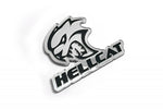 Load image into Gallery viewer, Jeep tailgate trunk rear emblem with Hellcat + text Hellcat logo — Silver Mirror, Black