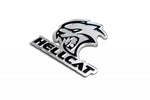 ギャラリービューアーに画像を読み込む、Jeep Emblem &amp; Badges set with Hellcat + text Hellcat logo — Silver Mirror, Black