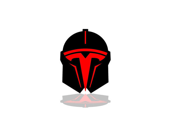 Tesla tailgate trunk rear emblem with Tesla Helmet logo tesla emblems decoinfabric BLACK RED