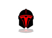 Tesla tailgate trunk rear emblem with Tesla Helmet logo tesla emblems decoinfabric BLACK RED