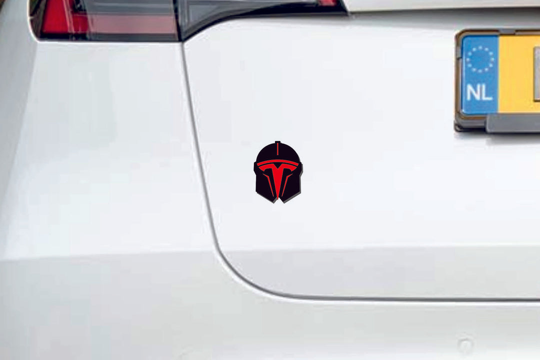 Tesla tailgate trunk rear emblem with Tesla Helmet logo tesla emblems decoinfabric