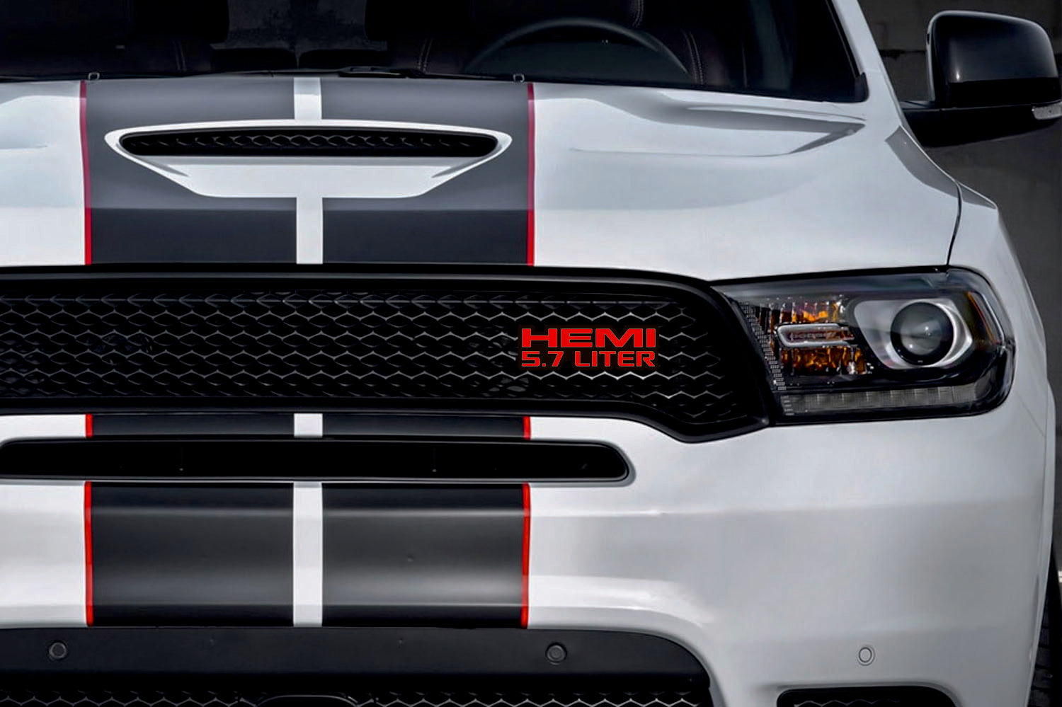 Dodge Emblem & Badge Set - Grille and Tailgate Hemi 5.7 Liter logo Dodge emblems decoinfabric