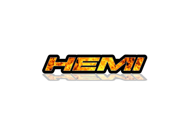 Dodge tailgate trunk rear emblem with Hemi Fire logo Dodge emblems decoinfabric BLACK FRAME+FIRE LOGO