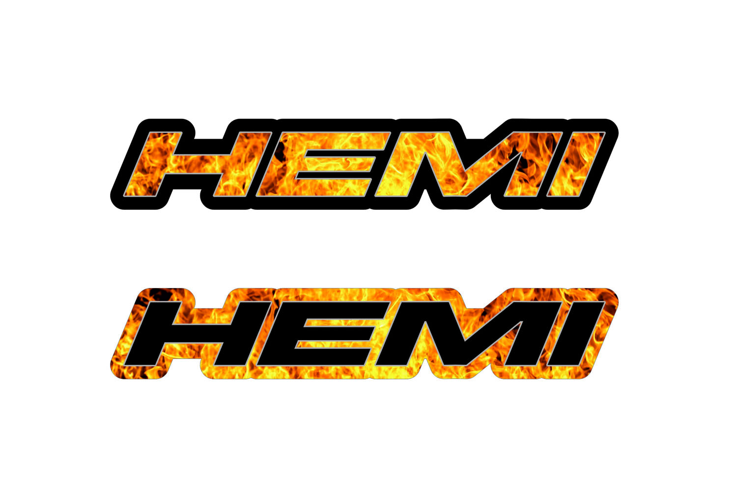 Chrysler Emblem & Badge Set - Grille and Tailgate Hemi Fire logo Chrysler emblems decoinfabric FIRE FRAME+BLACK LOGO