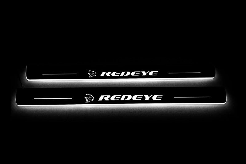 Dodge Charger 2023+ Door Sill Led Plate With SRT REDEYE Logo Dodge Led Door Sills opdesign