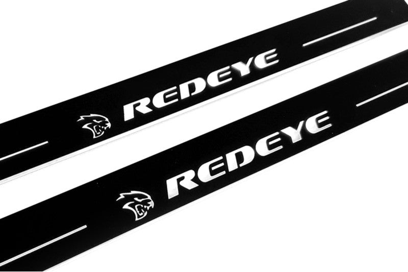 Dodge Charger 2023+ Door Sill Led Plate With SRT REDEYE Logo Dodge Led Door Sills opdesign