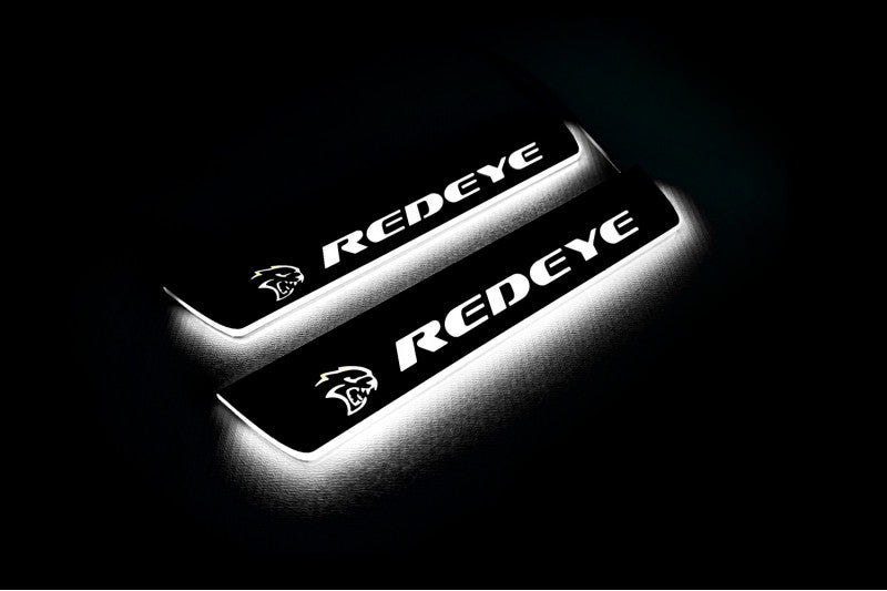 Dodge Charger 2023+ Door Sill Led Plate With SRT REDEYE Logo Dodge Led Door Sills opdesign