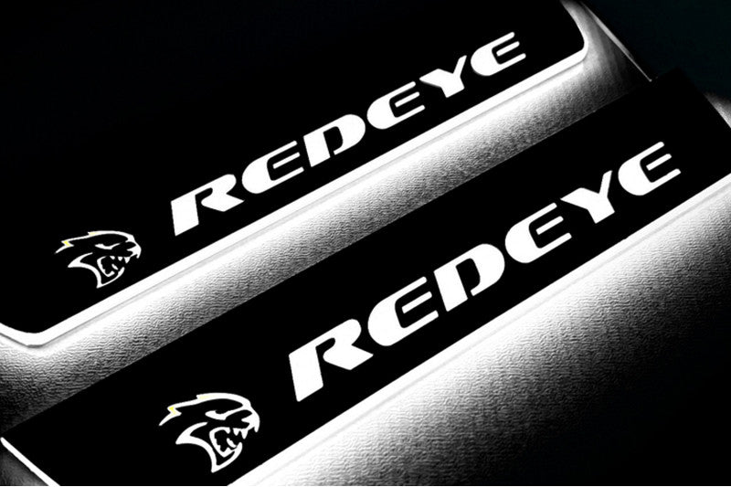 Dodge Charger 2023+ Door Sill Led Plate With SRT REDEYE Logo Dodge Led Door Sills opdesign