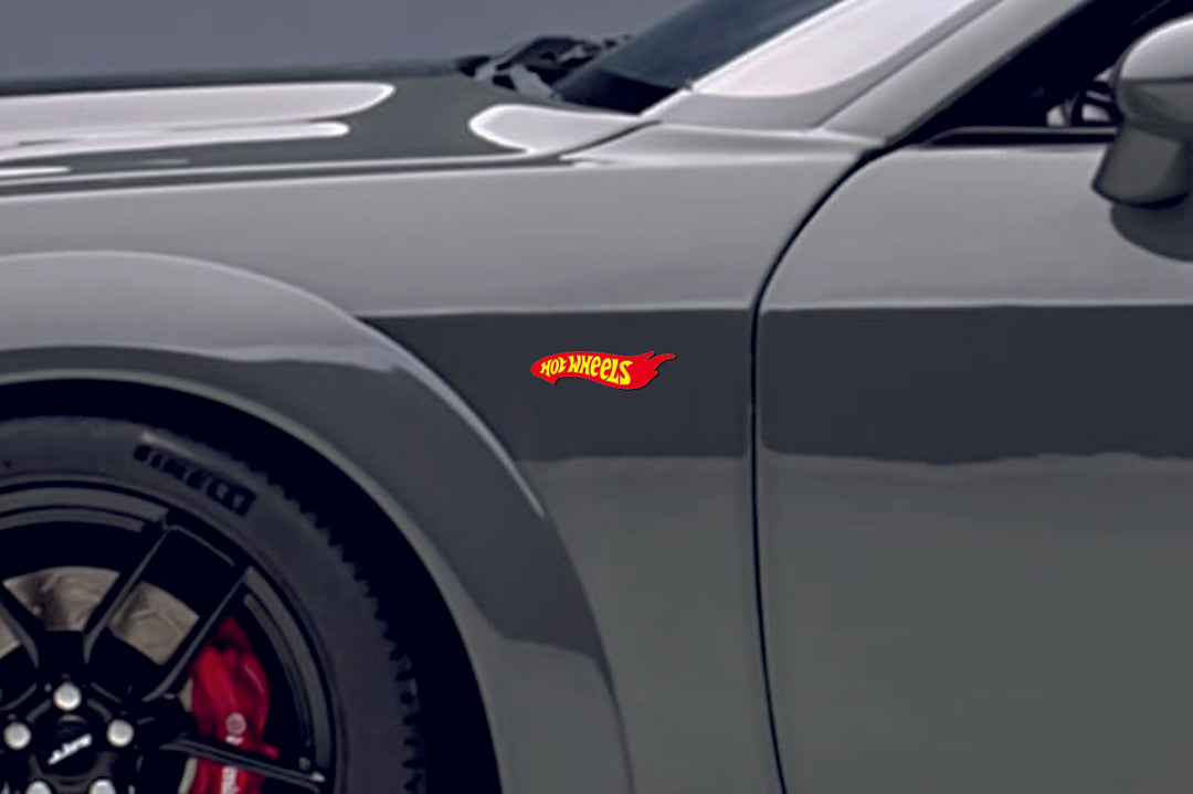 Car emblem badge for fenders with Hot Wheels logo Custom design emblems decoinfabric