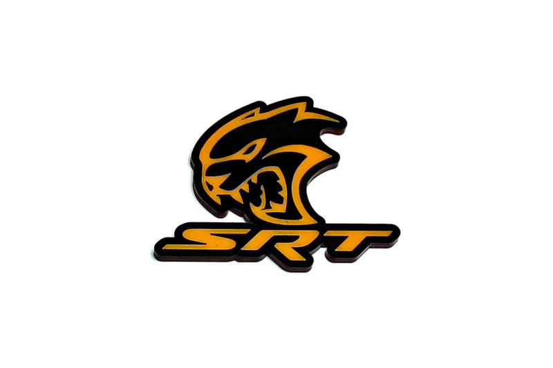 JEEP Radiator grille emblem with Hellcat + SRT logo Jeep emblems decoinfabric BLACK ORANGE