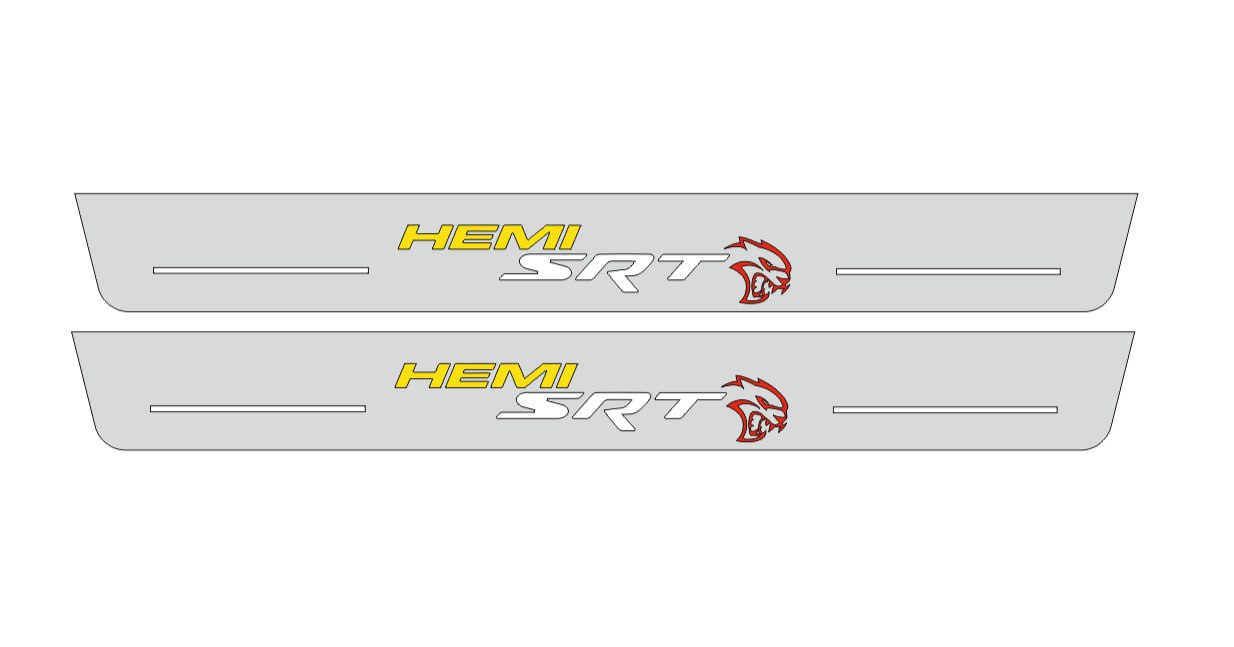 Dodge Durango III 2011+ Door Sill Led Plate With SRT HEMI HELLCAT Logo Dodge Led Door Sills opdesign