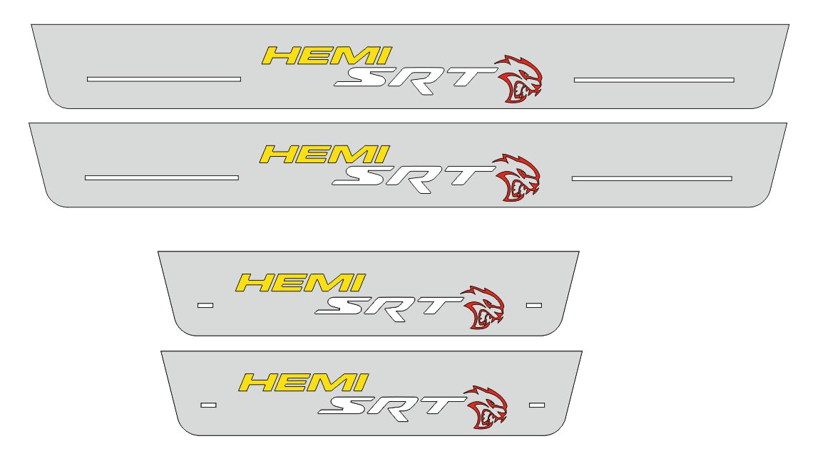 Dodge Durango III 2011+ Door Sill Led Plate With SRT HEMI HELLCAT Logo Dodge Led Door Sills opdesign