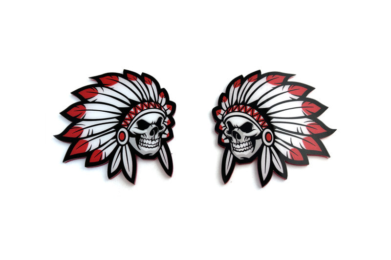 Car emblem badge for fenders with Indian Skull Chief logo Custom design emblems decoinfabric