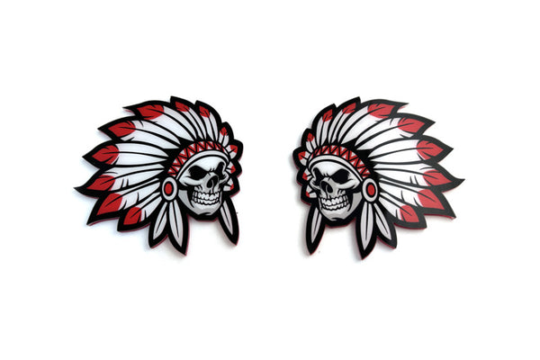 Car emblem badge for fenders with Indian Skull Chief logo