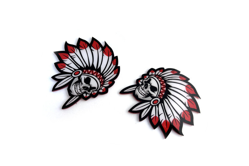 Car emblem badge for fenders with Indian Skull Chief logo Custom design emblems decoinfabric