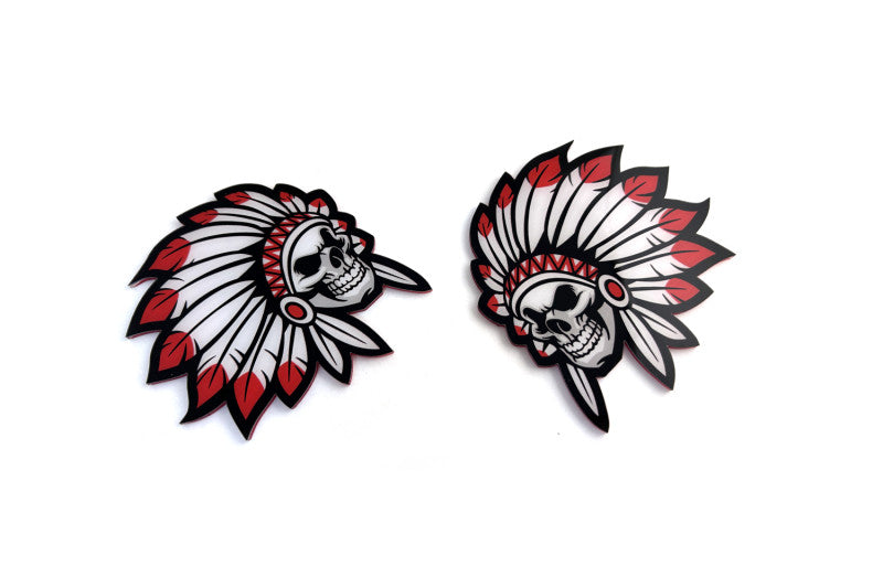 Car emblem badge for fenders with Indian Skull Chief logo Custom design emblems decoinfabric
