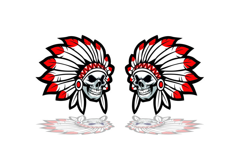 Car emblem badge for fenders with Indian Skull Chief logo Custom design emblems decoinfabric