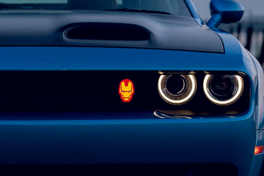 Radiator grille emblem with Iron man logo Custom design emblems decoinfabric