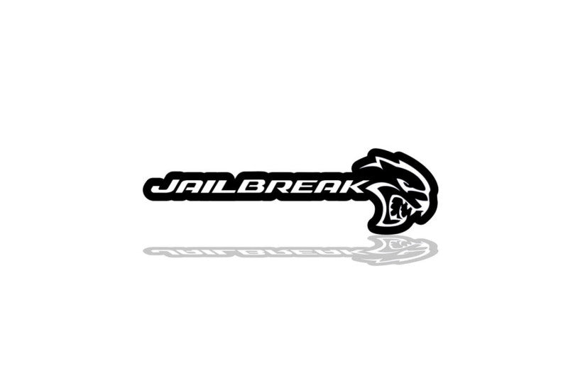 Dodge Challenger trunk rear emblem between tail lights with Jailbreak Hellcat logo Dodge emblems decoinfabric BLACK WHITE