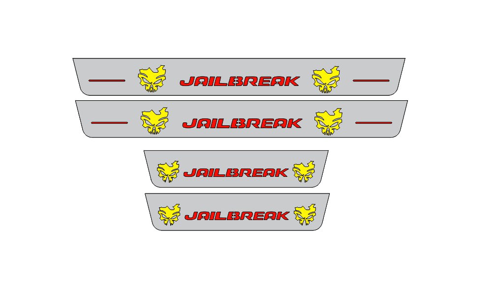 Dodge Durango 2011+ Door Sill Led Plate With JAILBREAK SKULL Logo Dodge Led Door Sills opdesign