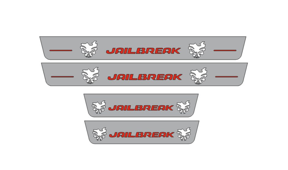 Dodge Durango 2011+ Door Sill Led Plate With JAILBREAK SKULL Logo Dodge Led Door Sills opdesign