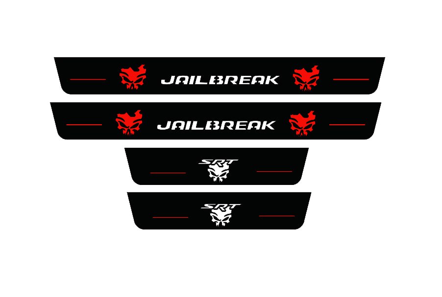 Dodge Charger 2023+ Door Sill Led Plate With JAILBREAK SKULL Logo (type 2) Dodge Led Door Sills opdesign