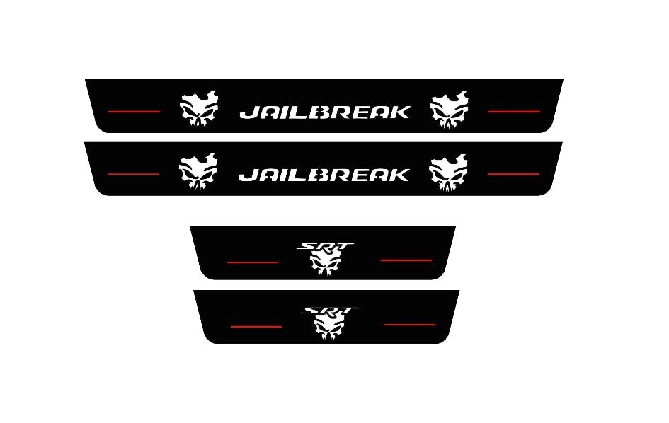Dodge Charger 2011+ Door Sill Led Plate With JAILBREAK SKULL Logo (type 2) Dodge Led Door Sills opdesign