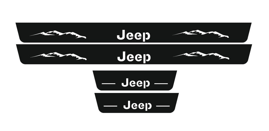 Jeep Wrangler JK 2006-2018 Door Sill Led Plate With Jeep Logo Jeep Led Door Sills opdesign WHITE FRONT+REAR STAINLESS STEEL+RAPTOR PROTECTION