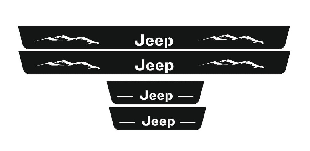 Jeep Gladiator JT 2019+ Door Sill Led Plate With Jeep Logo Jeep Led Door Sills opdesign WHITE FRONT+REAR STAINLESS STEEL+RAPTOR PROTECTION