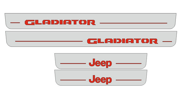 Jeep Gladiator JT Door Sill Led Plate With Gladiator Logo (type 4) - decoinfabric