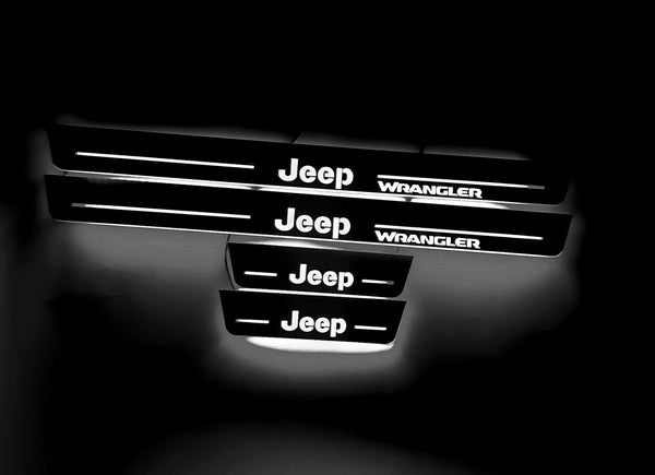 Umbrales de puerta LED Jeep Wrangler JL con logotipo Wrangler