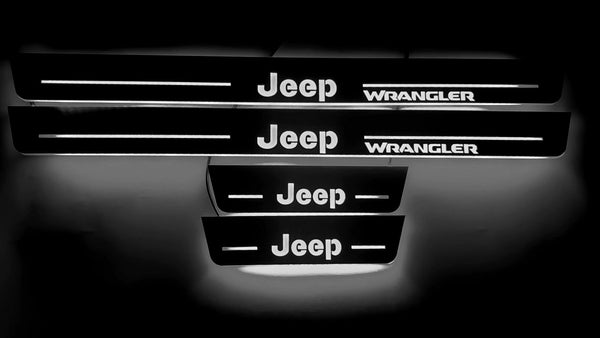 Umbrales de puerta LED Jeep Wrangler JL con logotipo Wrangler